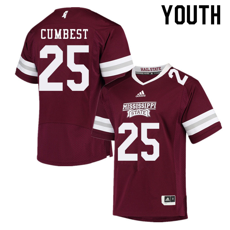 Youth #25 Brad Cumbest Mississippi State Bulldogs College Football Jerseys Sale-Maroon - Click Image to Close
